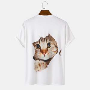 Camiseta de Verano Unisex de Algodón Blanco, Manga Corta, Cuello Redondo, Estampado Gráfico Informal - Product Image 1