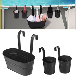 Juego de 3 macetas de metal para barandilla, macetas colgantes para arrendatarios, jardineros, hogar, apartamento, balcón. - Product Image 2