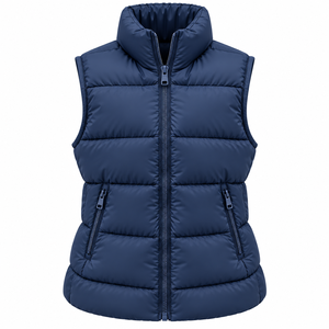 Chaleco Acolchado de Alta Calidad para Mujer, Sin Mangas, con Cuello Alto, para Invierno, Color Sólido, Personalizable - Product Image 1