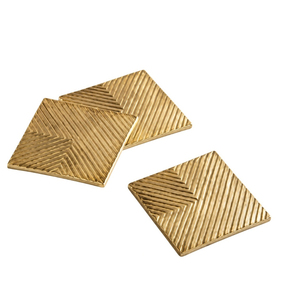 Square Hammered Brass <b>Coaster</b> Set Luxury <b>Gold</b> Plating Metal Drink <b>Coaster</b> Table Mats Pads for Hotel Bar Home Decoration - Product Image 6