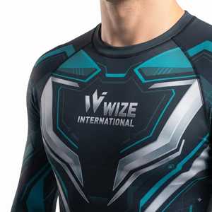 WIZE INTERNATIONAL Men's Full Sleeve Rash Guard Sublimation Print Quick Dry Spandex Polyester <b>Compression</b> <b>Shirt</b> - Product Image 4