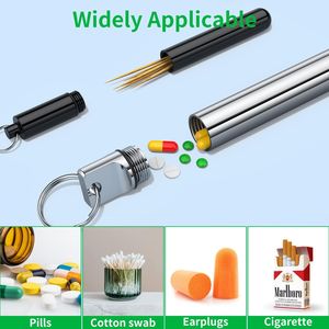 4-Piece Portable <b>Metal</b> <b>Toothpick</b> Holder Aluminum Alloy Pocket Case with Waterproof Feature for <b>Toothpick</b> and Pill Storage - Product Image 1