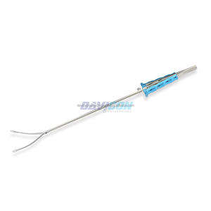 คีมวีเปอร์แบบโค้งซ้าย ปลายเรียว ขนาด 5 มม. 3 มม. หัวรูปทรง Atraumatic ปากคีบแบบหยัก แกนสแตนเลส พร้อมระบบล็อค ขนาด 11.5 นิ้ว ความยาวรวม 16.75 นิ้ว - Product Image 4