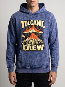 Sudadera con Capucha para Hombre, Estilo Vintage, Lavado Ácido, Oversize, con Estampado Gráfico de Volcán, Ropa Urbana Informal - Product Image 6