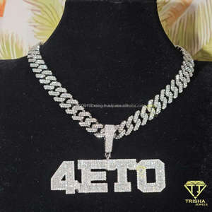 Luxury " Green Genie " <b>Name</b> Pendant <b>Chain</b> Moissanite Diamond Hip Hop Necklace Custom Bling Jewelry For Men - Product Image 2