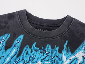 First Row Streetwear 260g Heavyweight Cotton T-shirt Oversized High Street Style Vintage Wash Custom Print in Stock Wholesale - Product Image 4