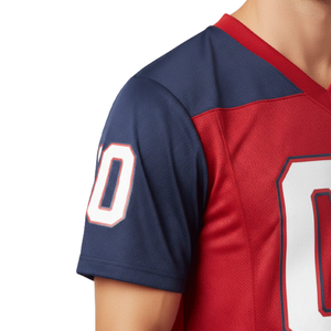 Maillot de football unisexe rouge et bleu, col en V, manches courtes, maillot de sport en mesh respirant, numéro personnalisé, vêtements d'équipe, impression sublimée - Product Image 5