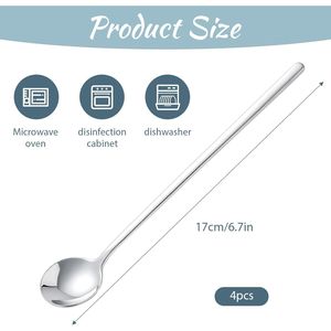 Lot de 4 cuillères à café en acier inoxydable de 6,7 pouces, agitateurs à cocktail pour thé, dessert, crème glacée - Product Image 2