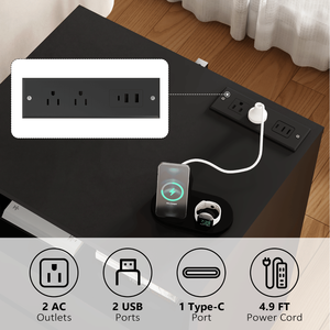Set di 2 Comodini Moderni in Legno con Ricarica USB C Veloce, Armadietto Contenitore con 2 Cassetti, Grandi Comodini per Uso Accanto al Divano - Product Image 3