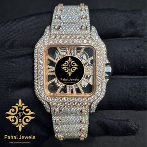 นาฬิกาเพชรหรู Pahal Jewels ตัวเรือนทรงสี่เหลี่ยม 40 มม. หน้าปัดอนาล็อก ตัวเลขโรมัน สายสแตนเลส ตัวล็อคแบบผีเสื้อ - Product Image 1