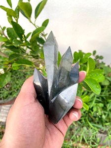 Pirámide de Cristal de Ágata Negra Tallada a Mano, Piedra Curativa para el Día de San Valentín, Recuerdo, Fabricante OEM ODM - Product Image 2