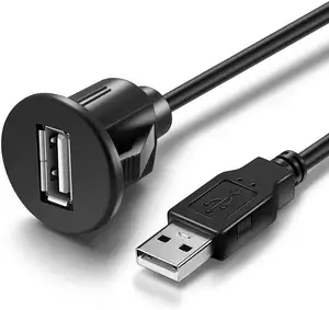 USB 2.0 남성 USB 2.0 여성 보조 플러시 마운트 자동차 마운트 확장 케이블 자동차 트럭 보트 오토바이 대시 보드