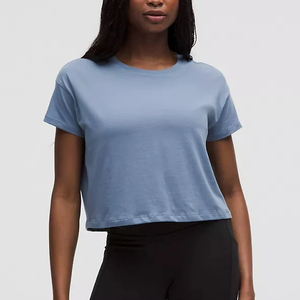 Camisetas Cortas de Algodón Sólido de Alta Calidad para Mujer, Camisetas Cortas de Verano de Manga Corta para Mujer - Product Image 1