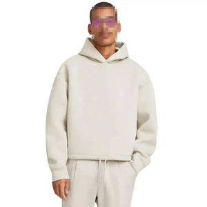 Regular Fit Crop Hooded Sweatshirt Unisex Solid Color Casual Long Sleeve Fleece 100% Cotton Eco-Friendly Pocket Spring Wear - Product Image 4