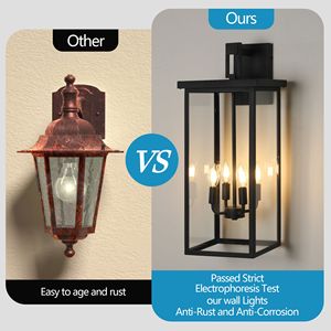 Lanterna da Parete Moderna da Esterno 26 Pollici, 1 Pezzo, Telaio in Metallo Nero, Vetro Trasparente, 4 Portalampade E12, Applique da Parete Resistente alle Intemperie per Uso Esterno - Product Image 6