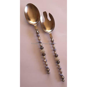 Cuillère et fourchette ensemble de couverts en métal argenterie perlée colorée réutilisable pièce de 2 couverts légers de haute qualité pour les restaurants - Product Image 1