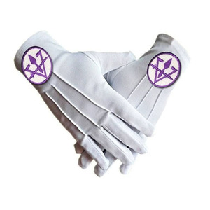 Gants et Mitaines Maçonniques en Tissu 100% Coton, Broderie Faite Main avec Logo Personnalisé, Vêtements Maçonniques Authentiques - Product Image 3