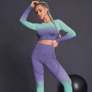 Nouveautés Automne-Hiver : Ensemble de Sport à Manches Longues, Couleur Dégradée, Course à Pied, Fitness, Vêtements de Yoga pour Femmes - Product Image 2