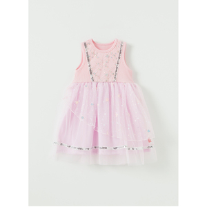 Vestido Estilo Coreano OZKIZ para Niñas con Diseño de Corazón, Moda de Verano para 2-6 Años, Lentejuelas, Poliéster, Chifón, Venta al Por Mayor - Product Image 1