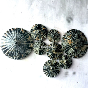 High Demand Antique Black Stainless Steel Umbrella Edge 100cm Floral Pattern Handmade Christmas Hanging Rectangle <b>Wall</b> Art - Product Image 1