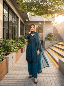 Luxury Black Embroidered Winter Palazzo Suit for Women Designer Party Wear Kurti Set Dupatta | Premium Ethnic Collection - Product Image 2