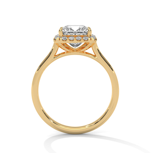 Anillo de Compromiso con Halo de Diamantes Cultivados en Laboratorio, Corte Princesa, en Oro Amarillo de 14K, Certificado GRA, Anillo de Boda de Lujo, Gran Venta - Product Image 3