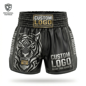 Shorts de Muay Thai personnalisés avec logo OEM, satin de qualité supérieure, design haut de gamme, pantalons de boxe en gros, vêtements de combat pour hommes - Product Image 3