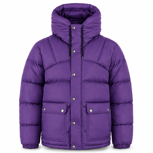 Heat Transfer Printed Puffer Jacket Insulated Hood Polyester Outer Shell <b>Snap</b> <b>Fastening</b> Cold Weather Streetwear Outerwear Coat - Product Image 1