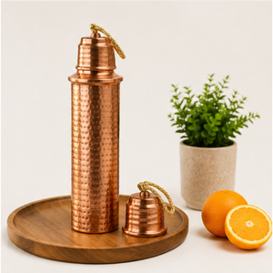 Premium Handcrafted Pure <b>Copper</b> Water Bottle Hammered Design Leak-Proof <b>Screw</b> Cap Eco-Friendly Drinkware for Yoga Office - Product Image 4