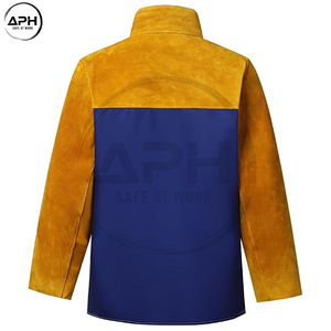 Chaqueta de Soldador de Cuero Resistente, Manga Larga, Cuello Alto, Cierre de Botones, Ropa de Trabajo Industrial Personalizada - Product Image 2