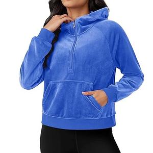 Sudadera con capucha de terciopelo para mujer, de secado rápido, cortavientos, con cremallera, de alta calidad, servicio OEM personalizado, gran venta de invierno, MOQ bajo - Product Image 1