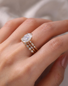 แหวนเพชรทรงรีเจียระไนแบบบริลเลียนท์ ได้รับการรับรองจาก IGI ผลิตในห้องปฏิบัติการ ตัวเรือนทอง 14K 18K สำหรับผู้หญิง เหมาะสำหรับงานหมั้น งานแต่งงาน เครื่องประดับเจ้าสาว สามารถปรับแต่งได้ - Product Image 3