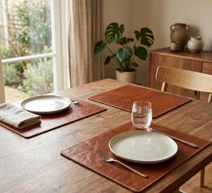 Sacs et étuis de luxe en cuir véritable, set de table imperméable et résistant à la chaleur, tapis de table décoratif pour restaurant NPM-0009E - Product Image 2