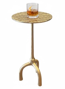 Designer Geometric Pattern Side Table Round Top Artistic Surface Tripod Base Stable Support Compact Accent for Modern Interiors - Product Image 2