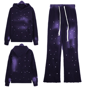 Ensemble de survêtement décontracté pour homme 100 % coton, qualité supérieure, délavé à l'acide, effet vieilli, personnalisé, avec sweat à capuche et pantalon de jogging - Product Image 6