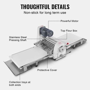 Machine à étaler la pâte électrique professionnelle 19,7 pouces, rouleau réversible pour pâte feuilletée et fondant, réglage 0-1,4 pouces - Product Image 6