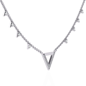 Delicate Chevron Pendant V-Shape Triangle Diamond <b>Necklace</b> 10K 14K 18K White Gold - Product Image 4