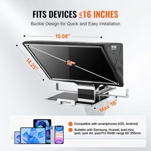 Téléprompteur de type plancher de 16 ''pour webcam et smartphone, équipement essentiel de diffusion en direct - Product Image 3