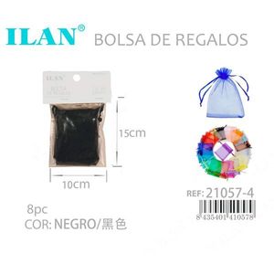 Sacchetti Regalo in Organza ILAN 10x15cm 8pz Colore Nero per Confezioni Regalo per Feste - Product Image 3
