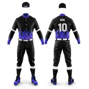 Custom Sublimated Baseball Uniform Men's Full Sleeve Jersey <b>Pants</b> Set Moisture Wicking Fitted All Seasons Adult Team Apparel - Product Image 3