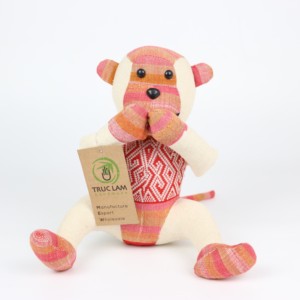 Truc Lam Ensemble ethnique thaïlandais en brocart fait main, trois singes, jouets en peluche de haute qualité pour enfants - Product Image 1