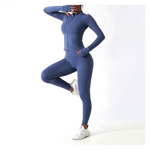 Ensemble de yoga pour femmes de qualité supérieure, sans couture, 3 pièces, vêtements de sport respirants en coton/polyester/spandex, personnalisable, haute qualité, fitness, gym - Product Image 4