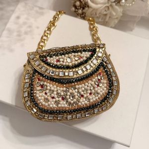 Sac de rangement de haute qualité, pochette indienne en métal Kundan, sac de soirée de luxe en cristal pour femme, collection mariage et fête nuptiale - Product Image 3