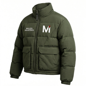 <b>Mens</b> Hooded Canvas Quilted Puffer <b>Jacket</b> Winter <b>Lightweight</b> Warm Insulated Outdoor Waterproof Front Logo Fashion OEM - Product Image 3