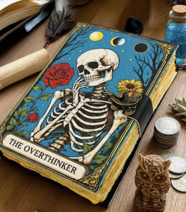 Wholesale Custom UV Print Overthinker Gothic Tarot Leather Journal Handmade <b>Blank</b> Book of Shadows Grimoire Witchcraft Spellbook - Product Image 4