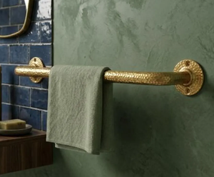 New Design Hammered Pattern Towel Hanger Golden Brass Bathroom Hardware Accessories Golden Towel Rod Wholesale - Product Image 1