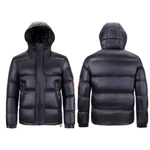 Chaqueta Acolchada con Capucha para Hombre de Alta Calidad, Cortavientos, con Cierre de Cremallera, Abrigo Casual de Invierno, Relleno Grueso de Plumón, Largo Regular, Color Sólido - Product Image 1