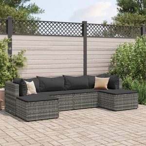 Conjunto de Muebles de Jardín de Ratán PE Gris con Acero con Recubrimiento en Polvo y Poliéster - Product Image 1