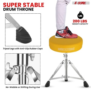 5 Core Drum Throne 3" Thick <b>Padded</b> Memory Foam Comfortable Drummer <b>Stool</b> 200Lb Capacity Adjustable - Product Image 4