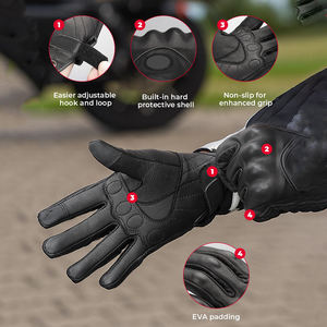 Guantes de Motocicleta de Cuero Genuino con Protección Reforzada, Antideslizantes para Conducción en Calle y Carretera, Aptos para Carreras Todoterreno - Product Image 3